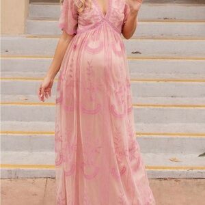 PinkBlush Pink Lace Overlay Maxi Dress (XL)